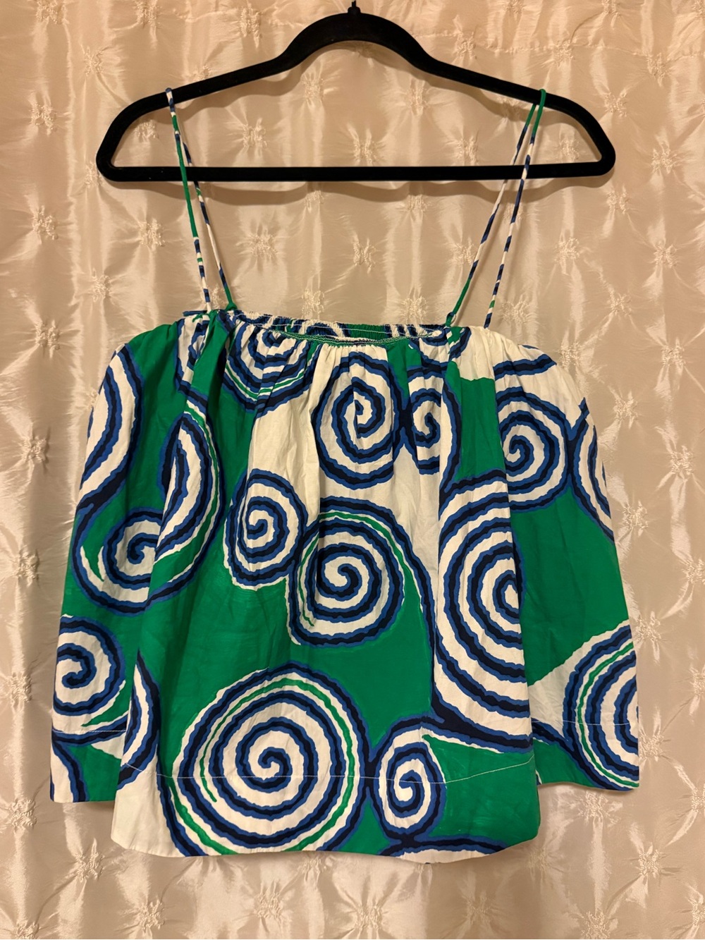 RHODE Green Blue Spiral Swirl Print Spaghetti Strap Cami Tank Top Size S